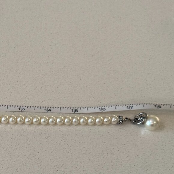 VINTAGE WHITE GLASS PEARL CONVERTIBLE NECKLACE - Picture 5 of 9